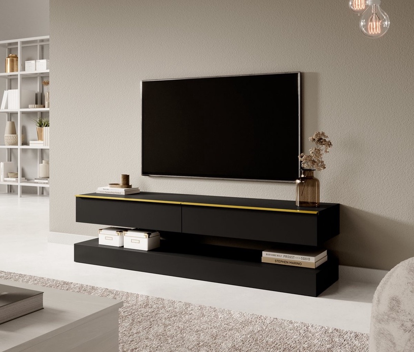 TV-laud Hylia, must, 34 cm x 140 cm x 45 cm