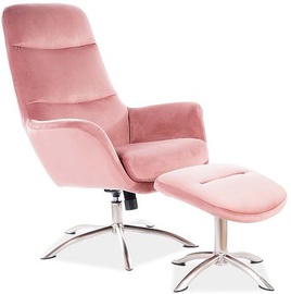 Fotelis Nixon Velvet 52, rožinis, 50 cm x 68 cm x 110 cm