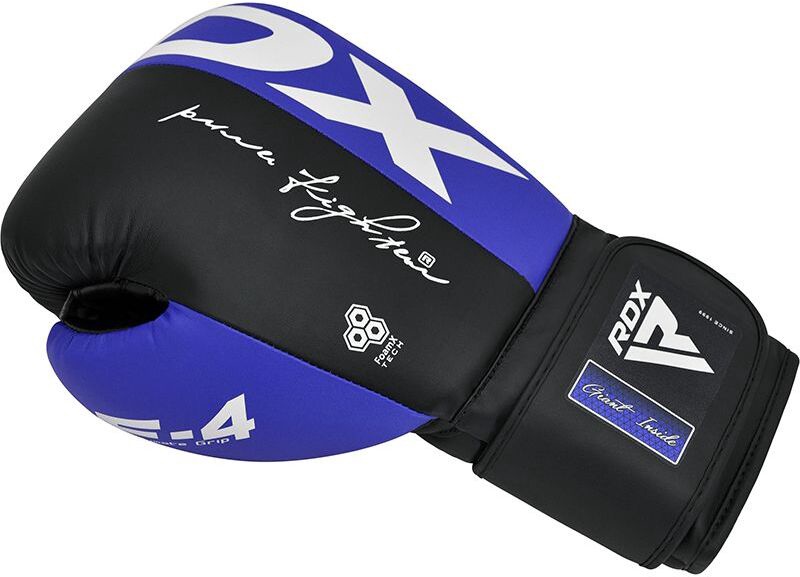 Боксерские перчатки RDX F4 BGR-F4U-14OZ, синий/черный, 14 oz