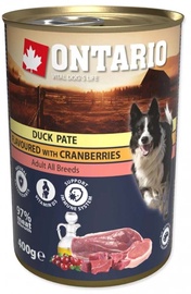 Mitrā barība (konservi) suņiem Ontario Duck Pate with Cranberries, pīles gaļa/dzērvenes, 0.4 kg