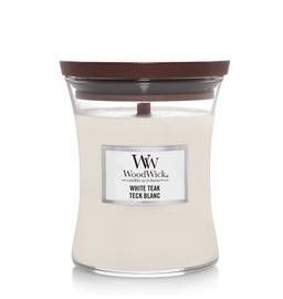 Svece, aromātiskā WoodWick White Teak, 60 h, 275 g, 114 mm