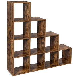 Riiul Songmics Book Shelf, pruun, 29 cm x 129.5 cm x 129.5 cm