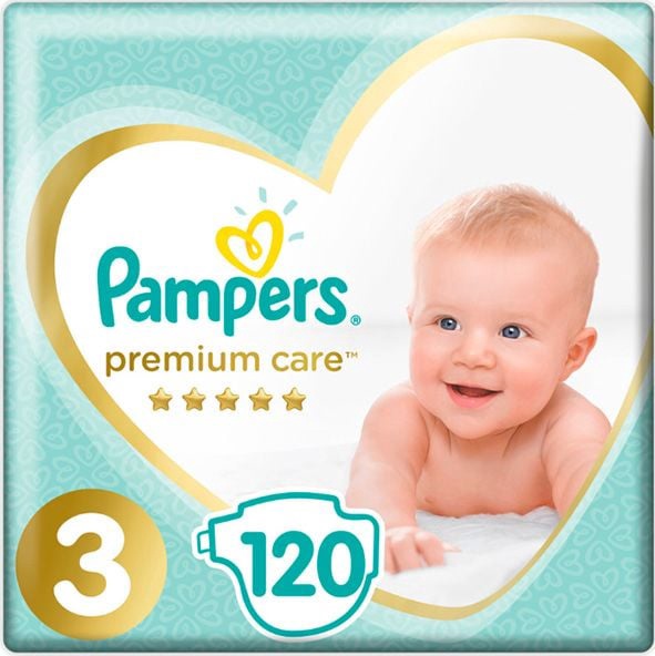 Sauskelnės Pampers Premium Care, 3 dydis, 5 - 9 kg, 120 vnt.