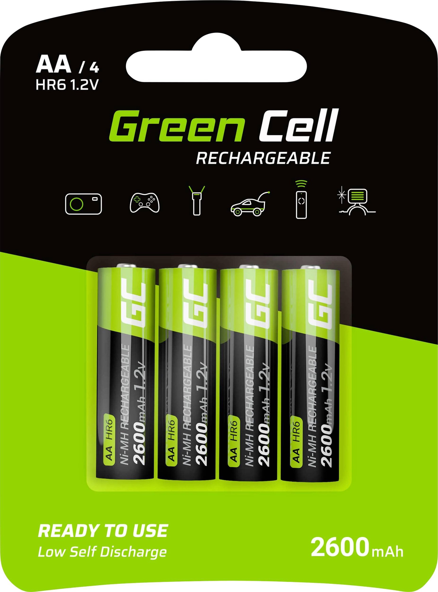 Uzlādējamās baterijas Green Cell GR01, AA, 2.6 mAh, 4 gab