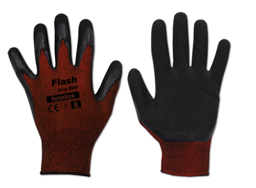 Рабочие перчатки перчатки Bradas Flash Grip, полиэстер/cпандекс, черный/красный, 7, 6 шт.