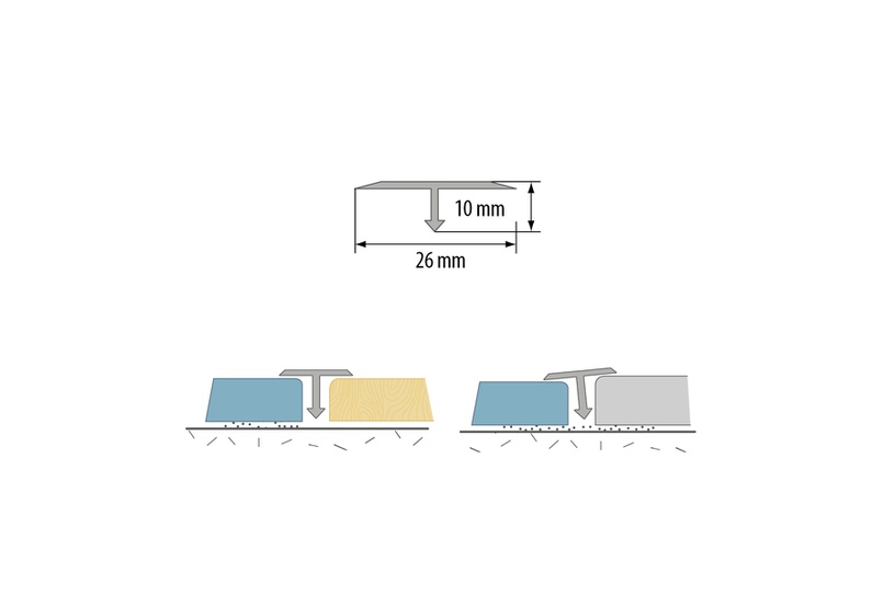 Profils Cezar W-MS-T26-CH-250, hroma, 2.5 m x 26 mm