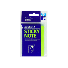 Клеящиеся листки для записей Double A Sticky Note Neon Lime, 100 шт.