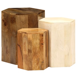 Kafijas galdiņš VLX 3 Piece Set 246321, brūna/balta, 440 mm x 440 mm x 500 mm