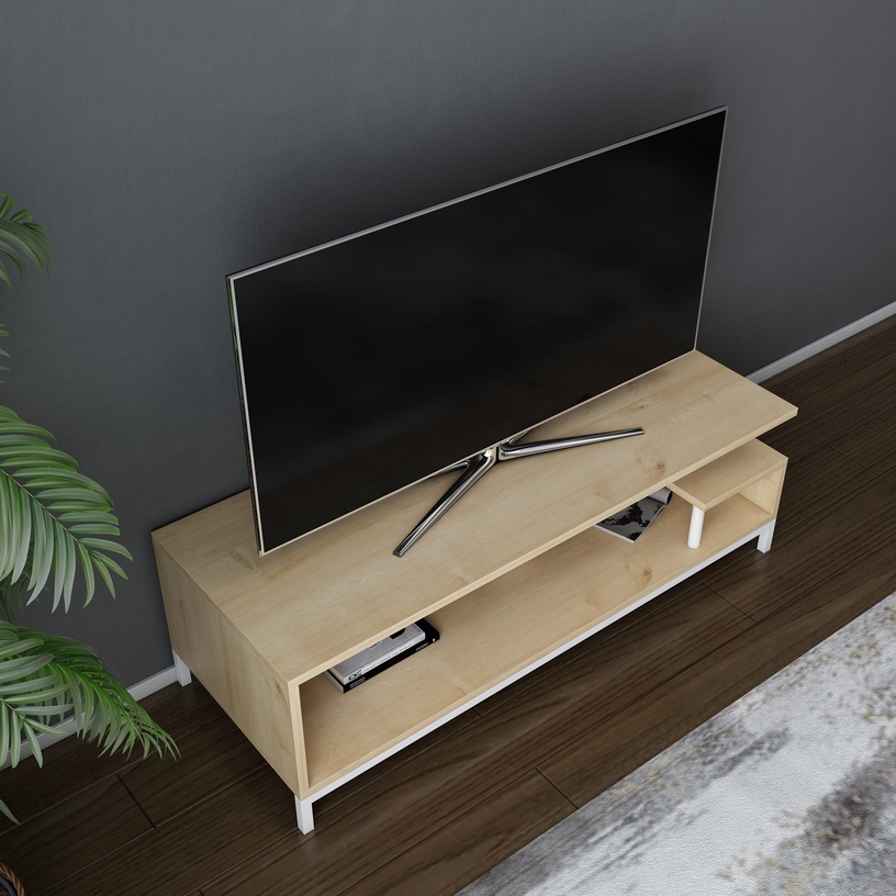 TV-laud Kalune Design Reilly, tamm/valge, 44.6 cm x 120 cm x 37.6 cm