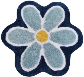 Vannitoa põrandamatt Foutastic Flower 359CHL1522, sinine/kollane/helesinine, 90 cm x 90 cm, Ø 90 cm
