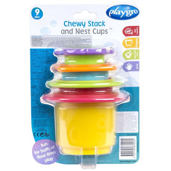 Vannimänguasjade komplekt Playgro Chewy Stack And Nest Cups, mitmevärviline, 4 tk