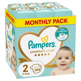 Autiņbiksītes Pampers Premium Care, 2 izmērs, 4 - 8 kg, 224 gab.
