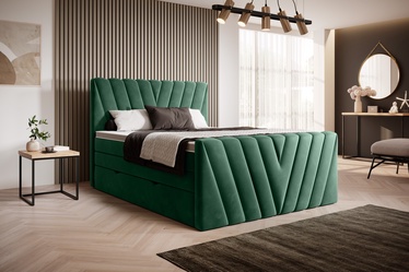 Кровать Candice Lukso 35, 140 x 200 cm, темно-зеленый, с матрасом, с решеткой