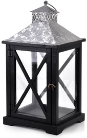 Фонарь Mondex Lantern Levi, стекло/дерево, серебристый/черный