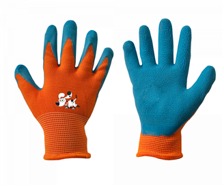 Darba cimdi pirkstaiņi Bradas Orange, bērniem, poliesters/latekss, zila/oranža, 002, 6 gab.