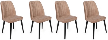 Ēdamistabas krēsls Kalune Design Alfa 433 V4 974NMB1555, matēts, melna/bēša, 49 cm x 50 cm x 90 cm, 4 gab.