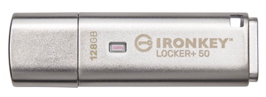 USB zibatmiņa Kingston IronKey Locker + 50, sudraba, 128 GB