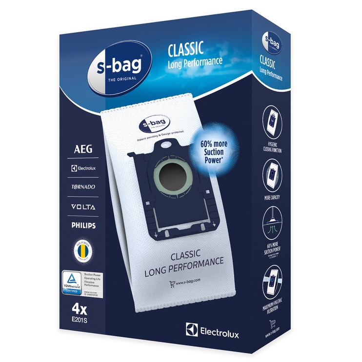 Мешок для пыли Electrolux E201S s-bag® Classic Long Performance, 4 шт.