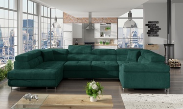 Stūra dīvāns Letto Kronos 19, tumši zaļa, kreisais, 202 x 340 cm x 90 cm