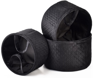 Korvide komplekt, esemete hoidmiseks Mondex Sara Black HIWB7003-PROM, must, 30 x 30 x 18 cm