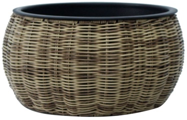 Puķu pods Home4you Wicker, plastmasa/metāls, Ø 37 cm, gaiši brūna