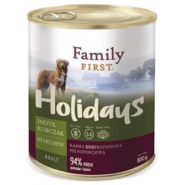 Влажный корм для собак Family First Holidays Turkey, Chicken, Carrot, курица/индюшатина/морковь, 0.8 кг