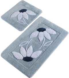 Vannasistabas paklājiņu komplekts Foutastic Daisy 359CHL1599, zila/balta/gaiši zila, 100 cm x 60 cm