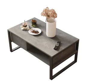 Kafijas galdiņš Kalune Design ML34-RG, brūna/sudraba, 59.7 cm x 100 cm x 44.4 cm