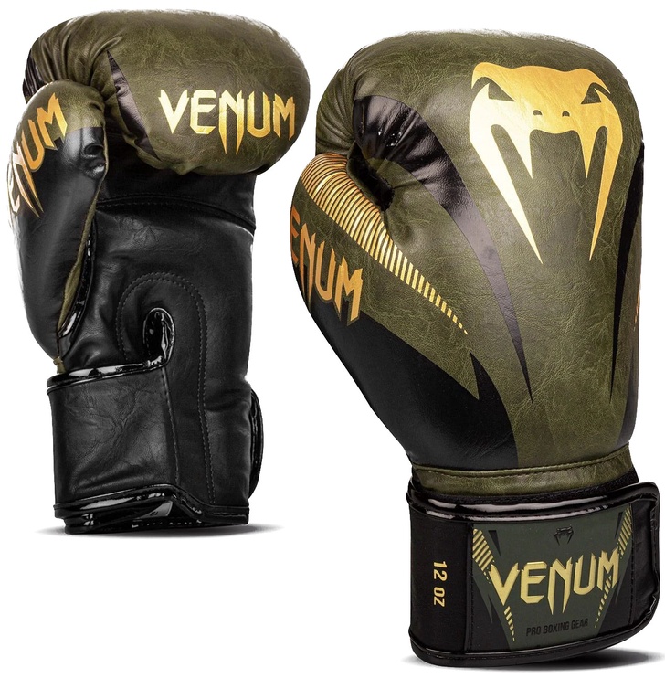 Боксерские перчатки Venum Impact, золотой/хаки, 12 oz