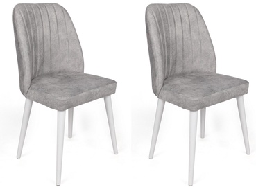 Valgomojo kėdė Kalune Design Alfa 498 974NMB1650, matinė, balta/pilka, 49 cm x 50 cm x 90 cm, 2 vnt.