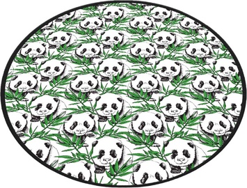 Vannas istabas paklājs Foutastic Green Panda Circle 359CHL4582, balta/melna/zaļa, 200 cm x 200 cm