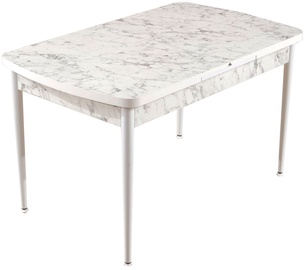 Söögilaud pikendatav Kalune Design Carrara, valge/hall, 132 cm x 76.5 cm x 79 cm