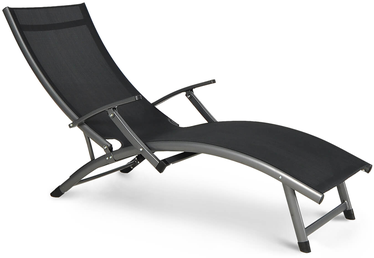 Шезлонг Relax, черный, 175 см x 57.5 см x 35 см