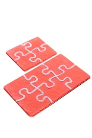 Vannasistabas paklājiņu komplekts Foutastic Puzzle 359CHL2444, sarkana/rozā, 100 cm x 60 cm
