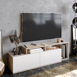 ТВ стол Kalune Design Nexera Cordoba, белый/бежевый, 149.8 см x 35.3 см x 42.9 см