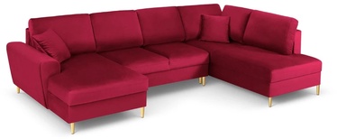 Stūra dīvāns Micadoni Home Moghan Velvet Panoramic, sarkana, labais, 313 x 194 cm x 88 cm