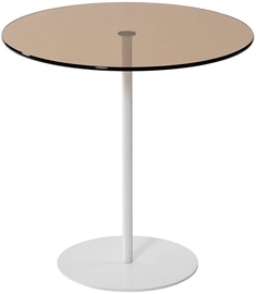 Kafijas galdiņš Kalune Design Chill-Out, balta/bronzas, 50 cm x 50 cm x 50 cm