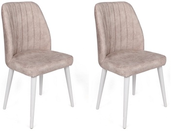 Ēdamistabas krēsls Kalune Design Alfa 495 974NMB1647, balta/krēmkrāsa, 49 cm x 50 cm x 90 cm, 2 gab.