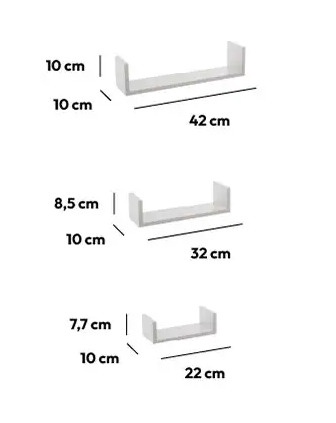 Sienas plaukts JJA, balta, 420 x 100 x 100 cm