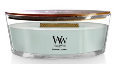 Свеча, ароматическая WoodWick Ellipse Sagewood & Seagrass, 60 - 100 час, 453.6 г, 92 мм x 121 мм