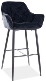Bāra krēsls Cherry H-1 Velvet 19, melna, 56 cm x 40 cm x 105 cm