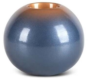 Svečturis Nessa 01, keramikas māls, Ø 12 cm, 11 cm, zila/zelta