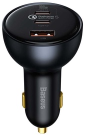 Автомобильное зарядное устройство Baseus TZCCZM-0G, USB/2 x USB-C, черный, 160 Вт