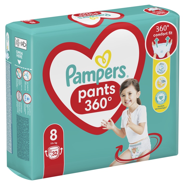 Подгузники-трусики Pampers Pants, Размер 8, 32 подгузника, 19кг+