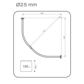 Карниз Gedy Semi-circular TSEM800131, 800 мм x 25 мм