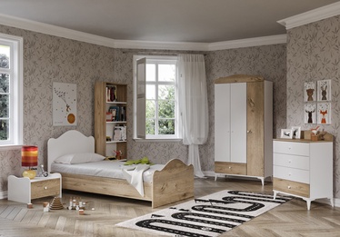 Guļamistabas mēbeļu komplekts Kalune Design Zebra, bērnistabu, balta/ozola