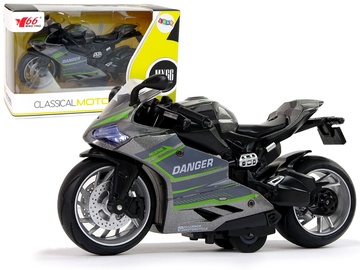 Rotaļu motocikls Lean Toys Classical Moto MY66 12261, melna/zaļa/pelēka