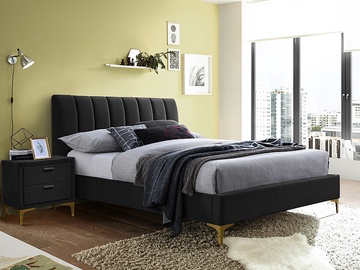 Кровать Mirage Velvet, 160 x 200 cm, черный, с решеткой
