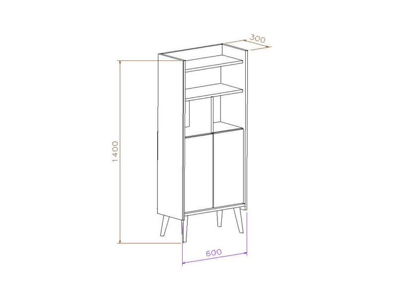Кухонный шкаф Kalune Design Lagomood Kiler, белый/дубовый, 30 см x 60 см x 140 см