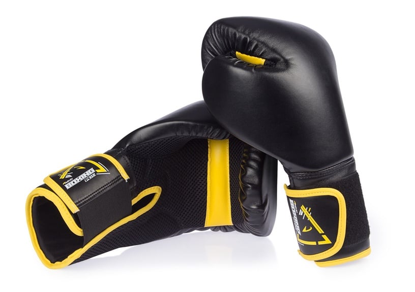 Боксерские перчатки Avento 41B 10685970, черный/желтый, 14 oz